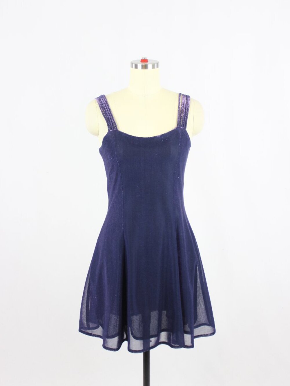 Vintage 90's VITTORIA VIRINI Purple Glitter Mesh Jersey Skater Dress, Size 5/6